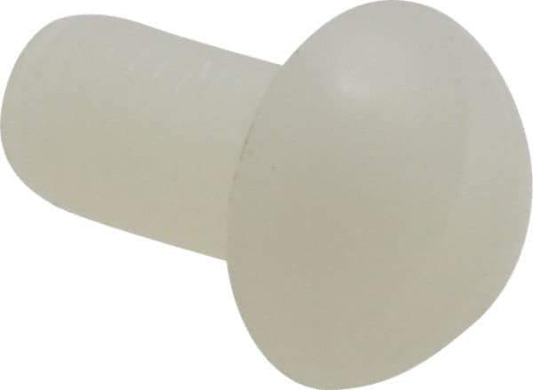 Made in USA - #10-32 UNF, 3/8" Length Under Head Slotted Drive Machine Screw - Round Head, Grade 6/6 Nylon, Uncoated, Without Washer - Industrial Tool & Supply