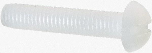 Made in USA - #10-32 UNF, 1" Length Under Head Slotted Drive Machine Screw - Round Head, Grade 6/6 Nylon, Uncoated, Without Washer - Industrial Tool & Supply