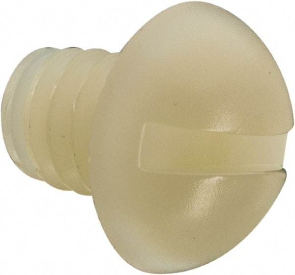 Made in USA - 1/4-20 UNC, 5/16" Length Under Head Slotted Drive Machine Screw - Round Head, Grade 6/6 Nylon, Uncoated, Without Washer - Industrial Tool & Supply