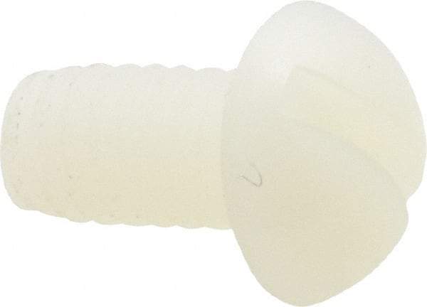 Made in USA - 1/4-20 UNC, 1/2" Length Under Head Slotted Drive Machine Screw - Round Head, Grade 6/6 Nylon, Uncoated, Without Washer - Industrial Tool & Supply