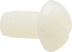 Made in USA - 1/4-20 UNC, 1/2" Length Under Head Slotted Drive Machine Screw - Round Head, Grade 6/6 Nylon, Uncoated, Without Washer - Industrial Tool & Supply