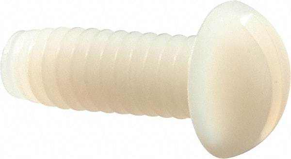 Made in USA - 1/4-20 UNC, 3/4" Length Under Head Slotted Drive Machine Screw - Round Head, Grade 6/6 Nylon, Uncoated, Without Washer - Industrial Tool & Supply