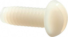 Made in USA - 1/4-20 UNC, 3/4" Length Under Head Slotted Drive Machine Screw - Round Head, Grade 6/6 Nylon, Uncoated, Without Washer - Industrial Tool & Supply