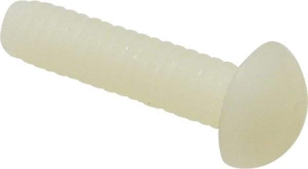 Made in USA - 1/4-20 UNC, 1" Length Under Head Slotted Drive Machine Screw - Round Head, Grade 6/6 Nylon, Uncoated, Without Washer - Industrial Tool & Supply