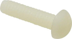 Made in USA - 1/4-20 UNC, 1" Length Under Head Slotted Drive Machine Screw - Round Head, Grade 6/6 Nylon, Uncoated, Without Washer - Industrial Tool & Supply