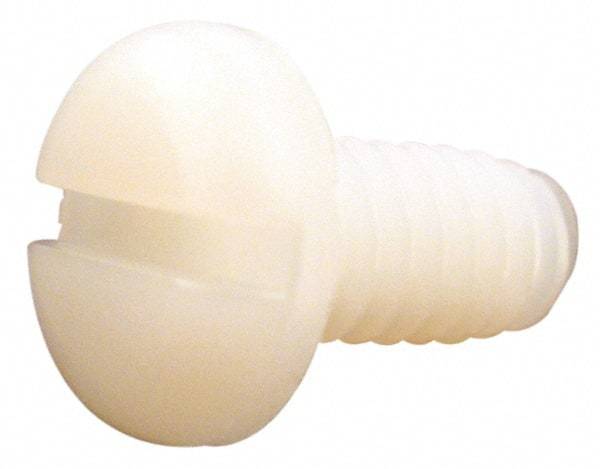 Made in USA - #4-40 UNC, 7/16" Length Under Head Slotted Drive Machine Screw - Pan Head, Grade 6/6 Nylon, Uncoated, Without Washer - Industrial Tool & Supply
