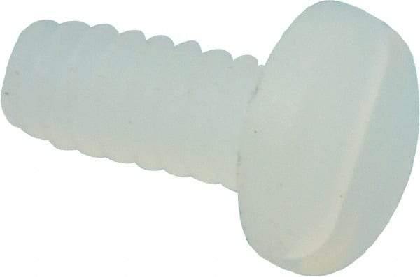 Made in USA - #4-40 UNC, 1/4" Length Under Head Slotted Drive Machine Screw - Pan Head, Grade 6/6 Nylon, Uncoated, Without Washer - Industrial Tool & Supply