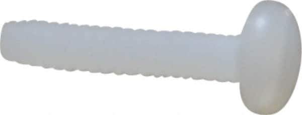 Made in USA - #4-40 UNC, 1/2" Length Under Head Slotted Drive Machine Screw - Pan Head, Grade 6/6 Nylon, Uncoated, Without Washer - Industrial Tool & Supply