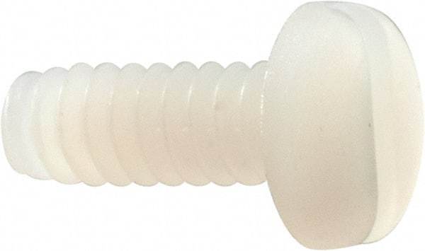 Made in USA - #6-32 UNC, 3/8" Length Under Head Slotted Drive Machine Screw - Pan Head, Grade 6/6 Nylon, Uncoated, Without Washer - Industrial Tool & Supply