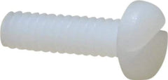 Made in USA - #6-32 UNC, 1/2" Length Under Head Slotted Drive Machine Screw - Pan Head, Grade 6/6 Nylon, Uncoated, Without Washer - Industrial Tool & Supply