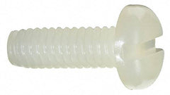 Made in USA - #8-32 UNC, 1/2" Length Under Head Slotted Drive Machine Screw - Pan Head, Grade 6/6 Nylon, Uncoated, Without Washer - Industrial Tool & Supply