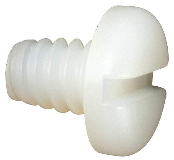 Made in USA - #10-24 UNC, 1/4" Length Under Head Slotted Drive Machine Screw - Pan Head, Grade 6/6 Nylon, Uncoated, Without Washer - Industrial Tool & Supply