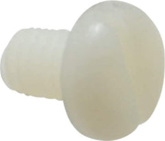 Made in USA - 1/4-20 UNC, 3/8" Length Under Head Slotted Drive Machine Screw - Pan Head, Grade 6/6 Nylon, Uncoated, Without Washer - Industrial Tool & Supply