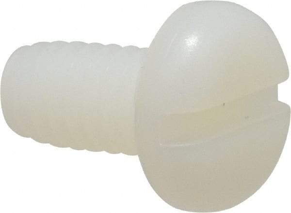 Made in USA - 1/4-20 UNC, 1/2" Length Under Head Slotted Drive Machine Screw - Pan Head, Grade 6/6 Nylon, Uncoated, Without Washer - Industrial Tool & Supply