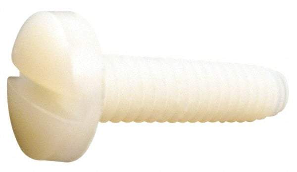 Made in USA - #2-56 UNC, 5/8" Length Under Head Slotted Drive Machine Screw - Binding Head, Grade 6/6 Nylon, Uncoated, Without Washer - Industrial Tool & Supply