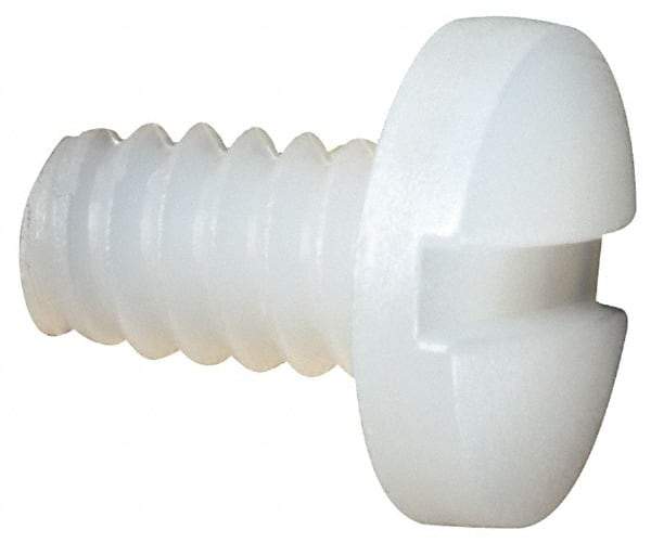 Made in USA - #6-32 UNC, 1/4" Length Under Head Slotted Drive Machine Screw - Binding Head, Grade 6/6 Nylon, Uncoated, Without Washer - Industrial Tool & Supply
