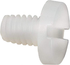 Made in USA - #8-32 UNC, 1/4" Length Under Head Slotted Drive Machine Screw - Binding Head, Grade 6/6 Nylon, Uncoated, Without Washer - Industrial Tool & Supply