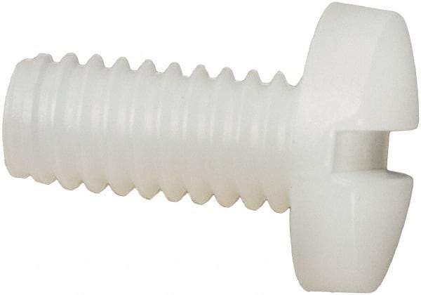 Made in USA - #8-32 UNC, 3/8" Length Under Head Slotted Drive Machine Screw - Binding Head, Grade 6/6 Nylon, Uncoated, Without Washer - Industrial Tool & Supply