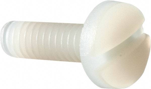 Made in USA - #8-32 UNC, 1/2" Length Under Head Slotted Drive Machine Screw - Binding Head, Grade 6/6 Nylon, Uncoated, Without Washer - Industrial Tool & Supply