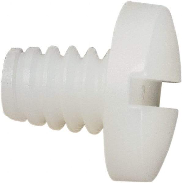 Made in USA - #10-24 UNC, 1/4" Length Under Head Slotted Drive Machine Screw - Binding Head, Grade 6/6 Nylon, Uncoated, Without Washer - Industrial Tool & Supply