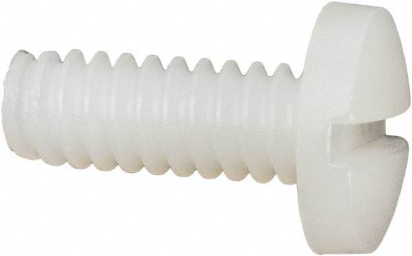 Made in USA - #10-24 UNC, 1/2" Length Under Head Slotted Drive Machine Screw - Binding Head, Grade 6/6 Nylon, Uncoated, Without Washer - Industrial Tool & Supply
