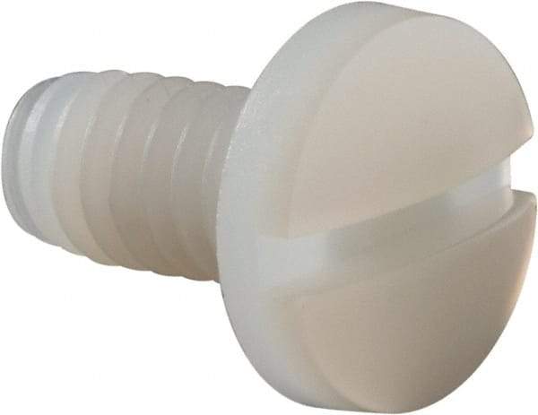 Made in USA - 1/4-20 UNC, 1/2" Length Under Head Slotted Drive Machine Screw - Binding Head, Grade 6/6 Nylon, Uncoated, Without Washer - Industrial Tool & Supply