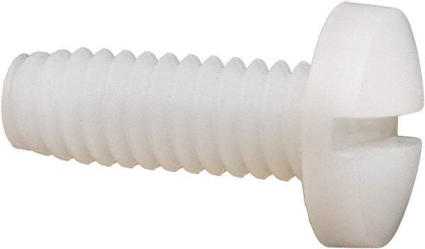 Made in USA - 1/4-20 UNC, 3/4" Length Under Head Slotted Drive Machine Screw - Binding Head, Grade 6/6 Nylon, Uncoated, Without Washer - Industrial Tool & Supply
