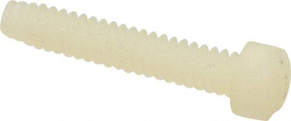 Made in USA - #6-32 UNC, 3/4" Length Under Head Slotted Drive Machine Screw - Fillister Head, Grade 6/6 Nylon, Uncoated, Without Washer - Industrial Tool & Supply