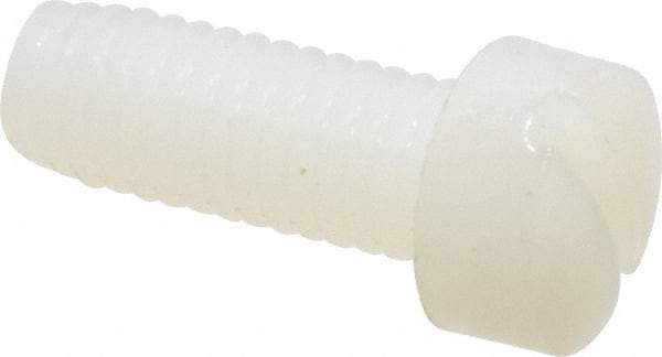 Made in USA - #10-32 UNF, 1/2" Length Under Head Slotted Drive Machine Screw - Fillister Head, Grade 6/6 Nylon, Uncoated, Without Washer - Industrial Tool & Supply