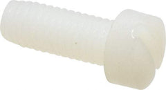 Made in USA - #10-32 UNF, 1/2" Length Under Head Slotted Drive Machine Screw - Fillister Head, Grade 6/6 Nylon, Uncoated, Without Washer - Industrial Tool & Supply