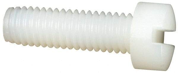 Made in USA - #10-32 UNF, 5/8" Length Under Head Slotted Drive Machine Screw - Fillister Head, Grade 6/6 Nylon, Uncoated, Without Washer - Industrial Tool & Supply