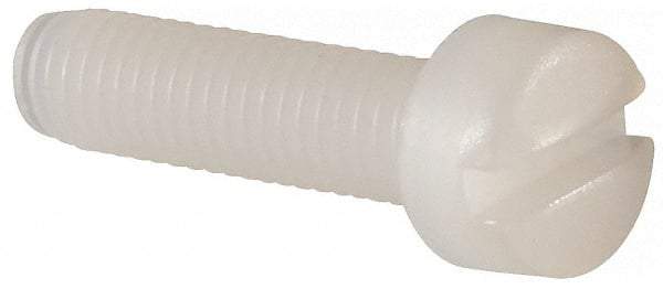 Made in USA - #10-32 UNF, 3/4" Length Under Head Slotted Drive Machine Screw - Fillister Head, Grade 6/6 Nylon, Uncoated, Without Washer - Industrial Tool & Supply