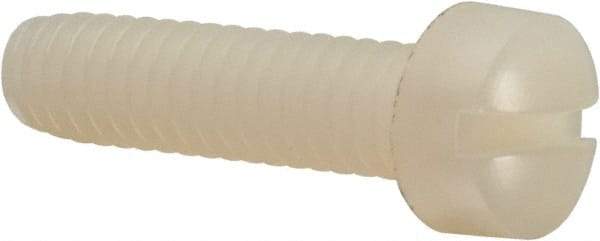 Made in USA - 1/4-20 UNC, 1" Length Under Head Slotted Drive Machine Screw - Fillister Head, Grade 6/6 Nylon, Uncoated, Without Washer - Industrial Tool & Supply