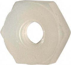 Made in USA - #4-40 UNC Nylon Right Hand Hex Nut - 1/4" Across Flats, 2.54mm High, Uncoated - Industrial Tool & Supply