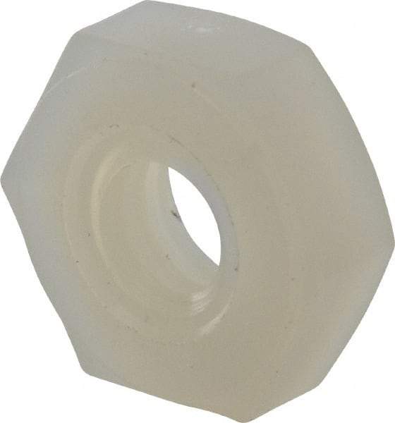 Made in USA - #8-32 UNC Nylon Right Hand Hex Nut - 8.51mm Across Flats, 3.3mm High, Uncoated - Industrial Tool & Supply