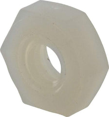 Made in USA - #8-32 UNC Nylon Right Hand Hex Nut - 8.51mm Across Flats, 3.3mm High, Uncoated - Industrial Tool & Supply