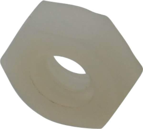 Made in USA - #10-24 UNC Nylon Right Hand Hex Nut - 9.27mm Across Flats, 3.43mm High, Uncoated - Industrial Tool & Supply
