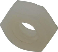 Made in USA - #10-24 UNC Nylon Right Hand Hex Nut - 9.27mm Across Flats, 3.43mm High, Uncoated - Industrial Tool & Supply