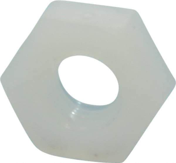 Made in USA - #10-32 UNF Nylon Right Hand Hex Nut - 9.27mm Across Flats, 3.43mm High, Uncoated - Industrial Tool & Supply