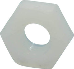 Made in USA - #10-32 UNF Nylon Right Hand Hex Nut - 9.27mm Across Flats, 3.43mm High, Uncoated - Industrial Tool & Supply