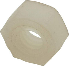 Made in USA - 1/4-20 UNC Nylon Right Hand Hex Nut - 10.8mm Across Flats, 5.97mm High, Uncoated - Industrial Tool & Supply