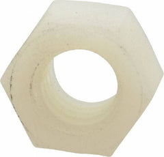 Made in USA - 3/8-16 UNC Nylon Right Hand Hex Nut - 14.22mm Across Flats, 8.38mm High, Uncoated - Industrial Tool & Supply