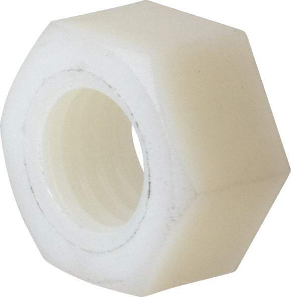 Made in USA - 1/2-13 UNC Nylon Right Hand Hex Nut - 3/4" Across Flats, 10.92mm High, Uncoated - Industrial Tool & Supply