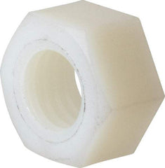 Made in USA - 1/2-13 UNC Nylon Right Hand Hex Nut - 3/4" Across Flats, 10.92mm High, Uncoated - Industrial Tool & Supply