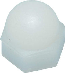 Made in USA - #4-40 UNC, 1/4" Width Across Flats, Uncoated Nylon Acorn Nut - 9/32" Overall Height - Industrial Tool & Supply