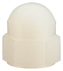 Made in USA - #6-32 UNC, 5/16" Width Across Flats, Uncoated Nylon Acorn Nut - 11/32" Overall Height - Industrial Tool & Supply