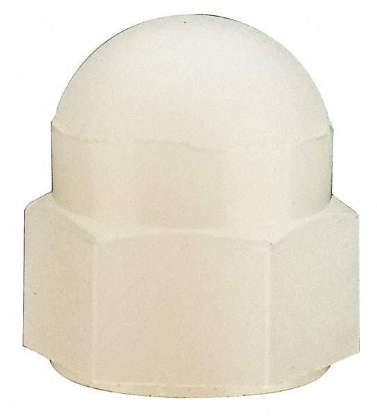 Made in USA - #10-24 UNC, 3/8" Width Across Flats, Uncoated Nylon Acorn Nut - 13/32" Overall Height - Industrial Tool & Supply
