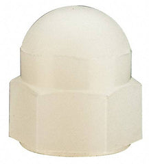 Made in USA - #10-24 UNC, 3/8" Width Across Flats, Uncoated Nylon Acorn Nut - 13/32" Overall Height - Industrial Tool & Supply