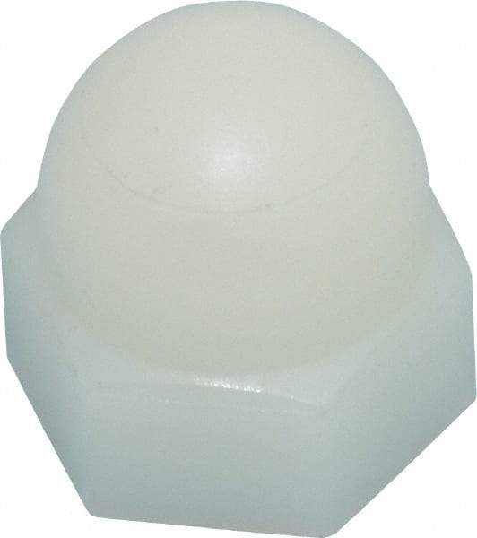 Made in USA - 1/4-20" UNC, 7/16" Width Across Flats, Uncoated Nylon Acorn Nut - 15/32" Overall Height - Industrial Tool & Supply