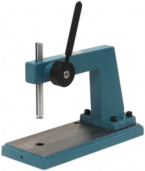 JT&M - 5/8" Ram, 6" Throat Depth, 1/4 Ton Manual Arbor Press - 5" Max Work Height x 12" Max Work Width, 12:1 Leverage Ratio, 5" Base Width x 12" Base Depth - Industrial Tool & Supply